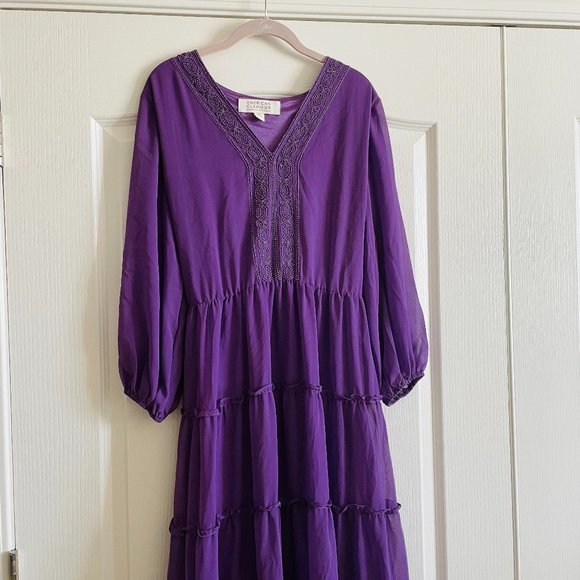 Badgley Mischka Dresses & Skirts - Vintage American Glamour Badgley Mishka Tiered Beaded Dress Collectible Size XL